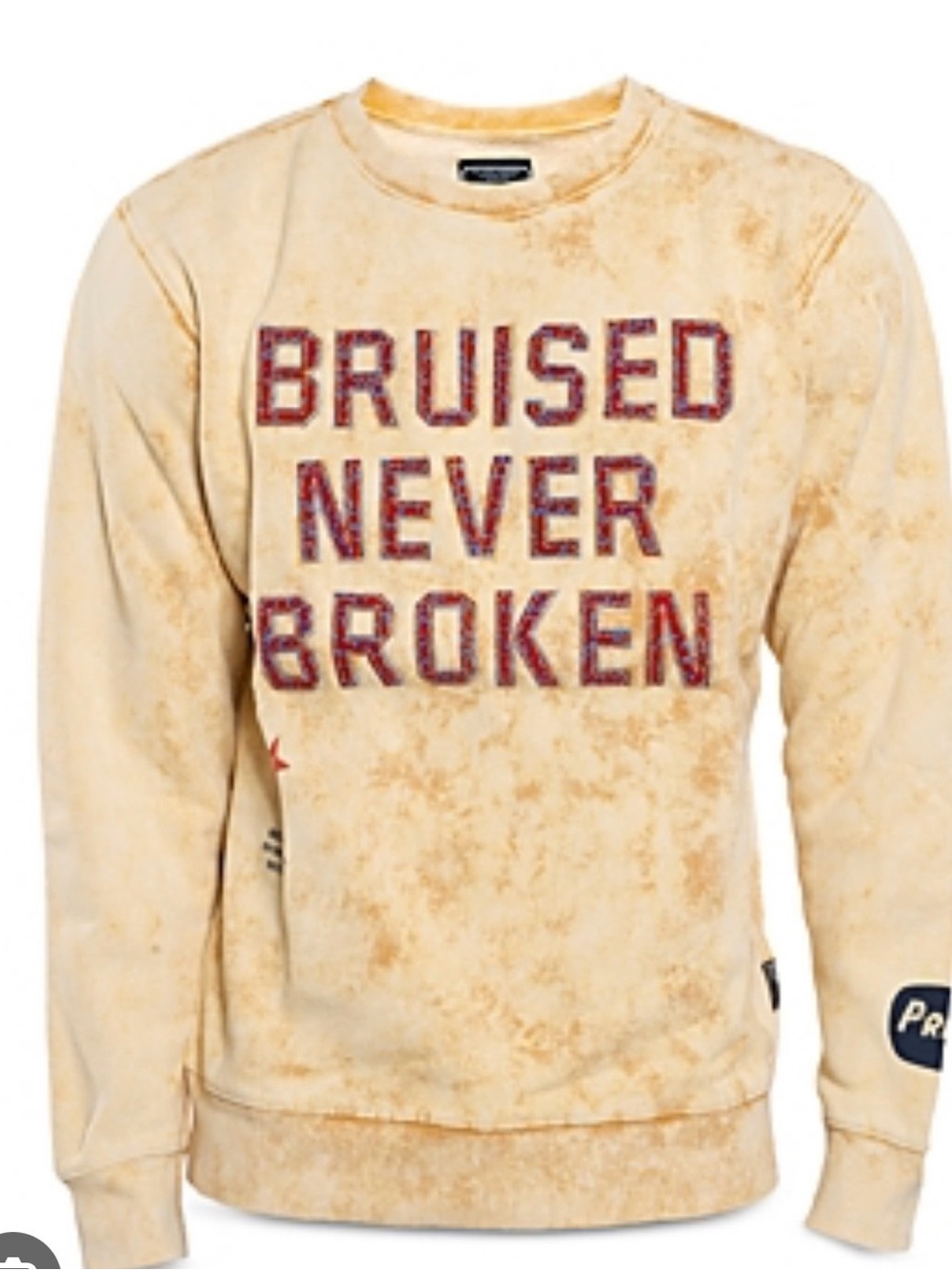 PRPS RARE “Bruised Never Broken” Yellow Tie-Dye Crewneck Sweatshirt Men’s S
